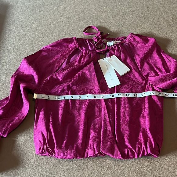 VERONICA BEARD NWT SIONNE PAISLEY BLOUSE - BRIGHT MAGENTA SILK BLEND - Size 0 - Picture 8 of 11
